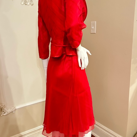 Escada Red Bolero Jacket  And Top Size 36 Flowy Skirt Size 34  / 3 Piece’s - Picture 12 of 15